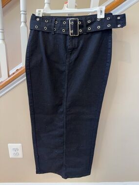 Windsor Black Skirt with Grommet Detail